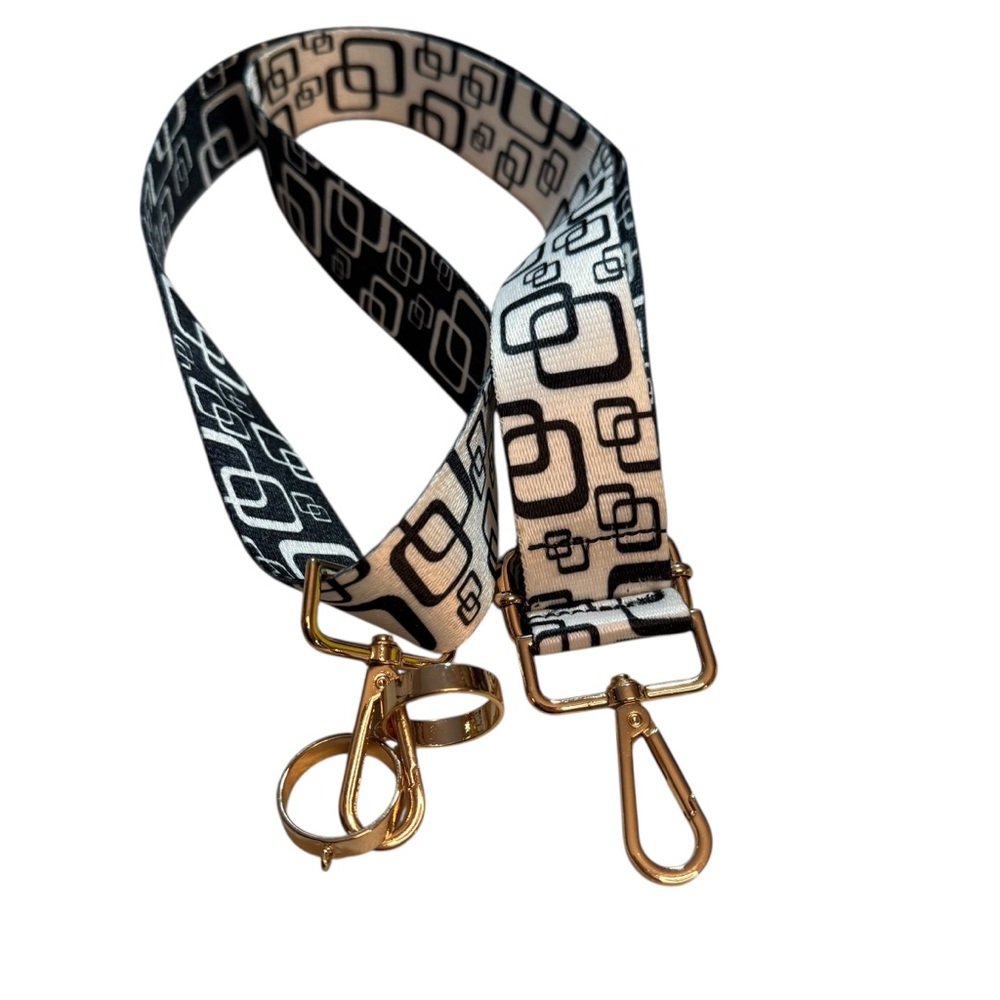 Adjustable Geometric crossbody Strap with Gold Hardware